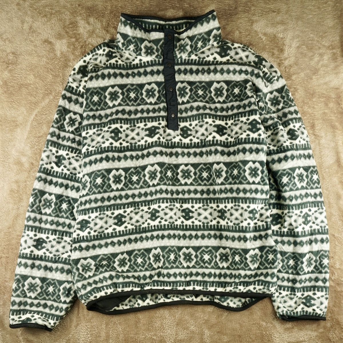 L.L. Bean Vintage LL Bean Printed Aztec Southwestern Snap Fleece Size US XL / EU 56 / 4 - 2 Thumbnail