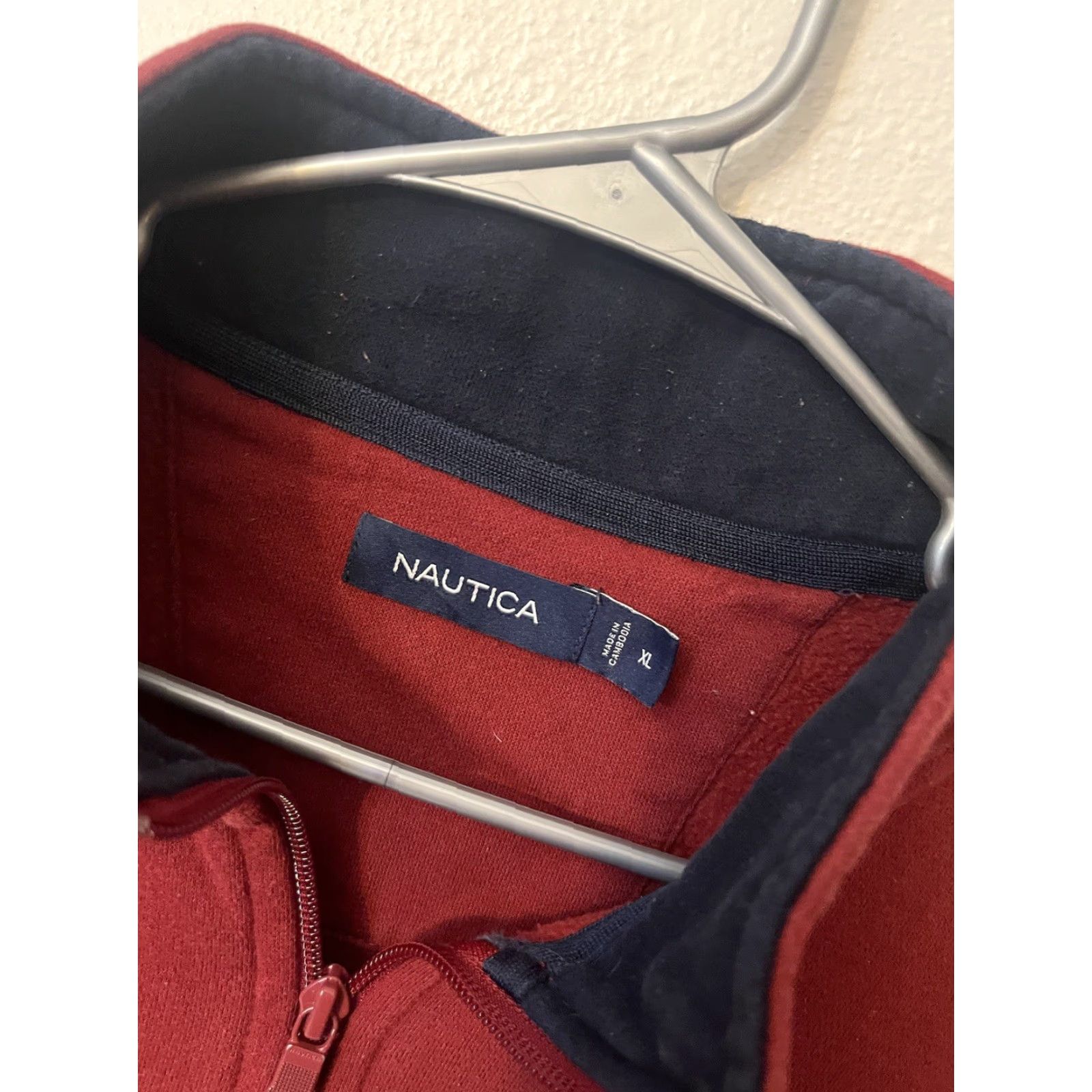 Nautica Nautica Sweater Mens XL Red Solid 1/4 Zip Pullover Pima Cotton Blend Size US XL / EU 56 / 4 - 2 Thumbnail