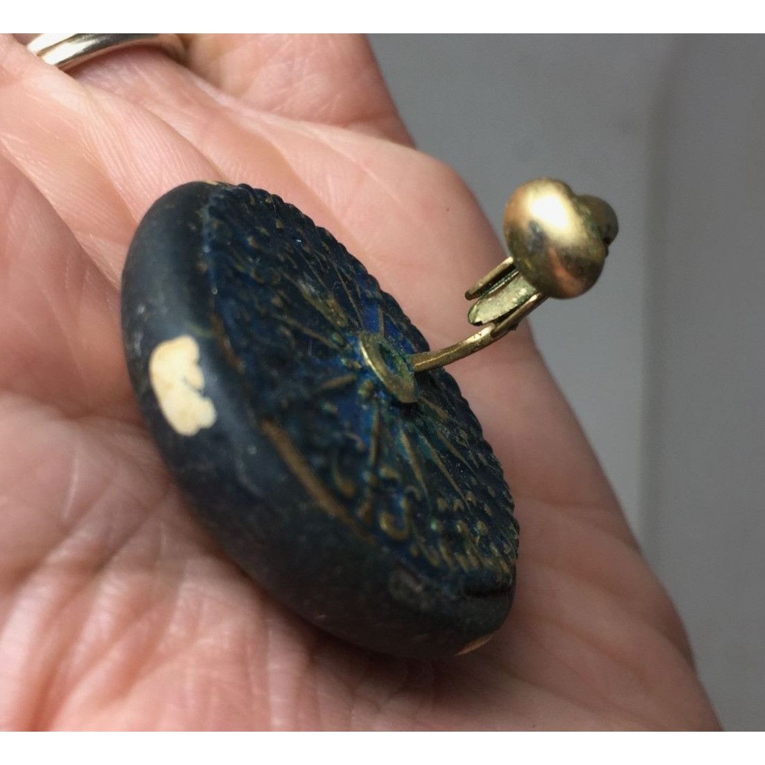 Other Women's Round Navy Blue Clip on Earrings with White Polka Do Size ONE SIZE - 6 Thumbnail