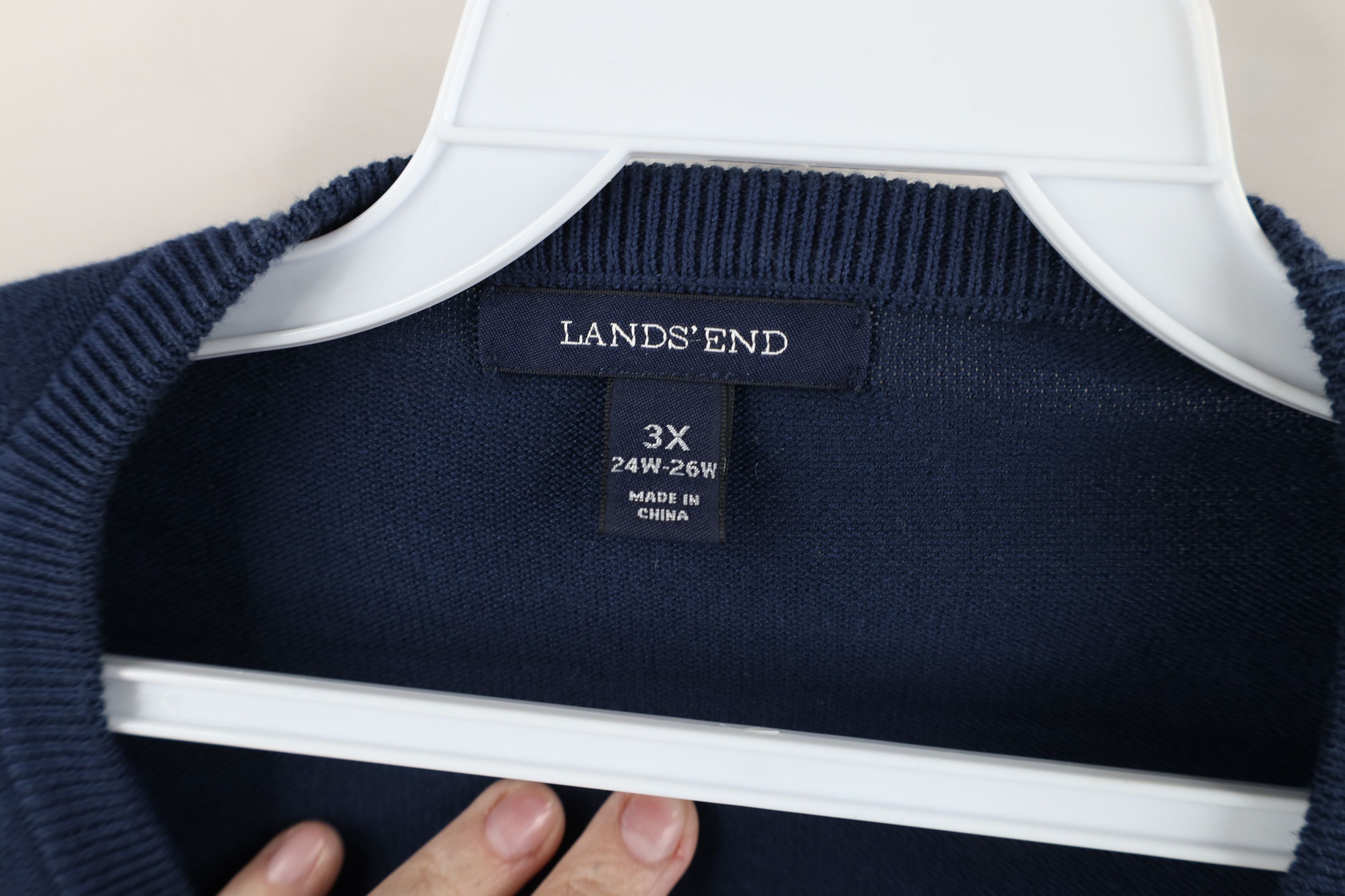 Lands' End × Vintage Vintage Lands End Stretch Cotton Knit Cardigan Sweater Blue Size 3XL / US 20-22 - 5 Thumbnail
