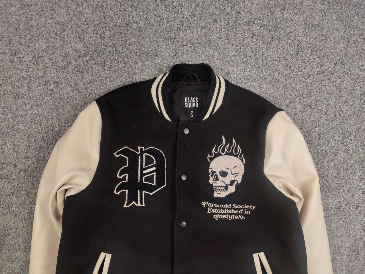 Japanese Brand Vintage Paranoid Society Letterman Varsity Bomber Jacket Size US S / EU 44-46 / 1 - 8 Thumbnail
