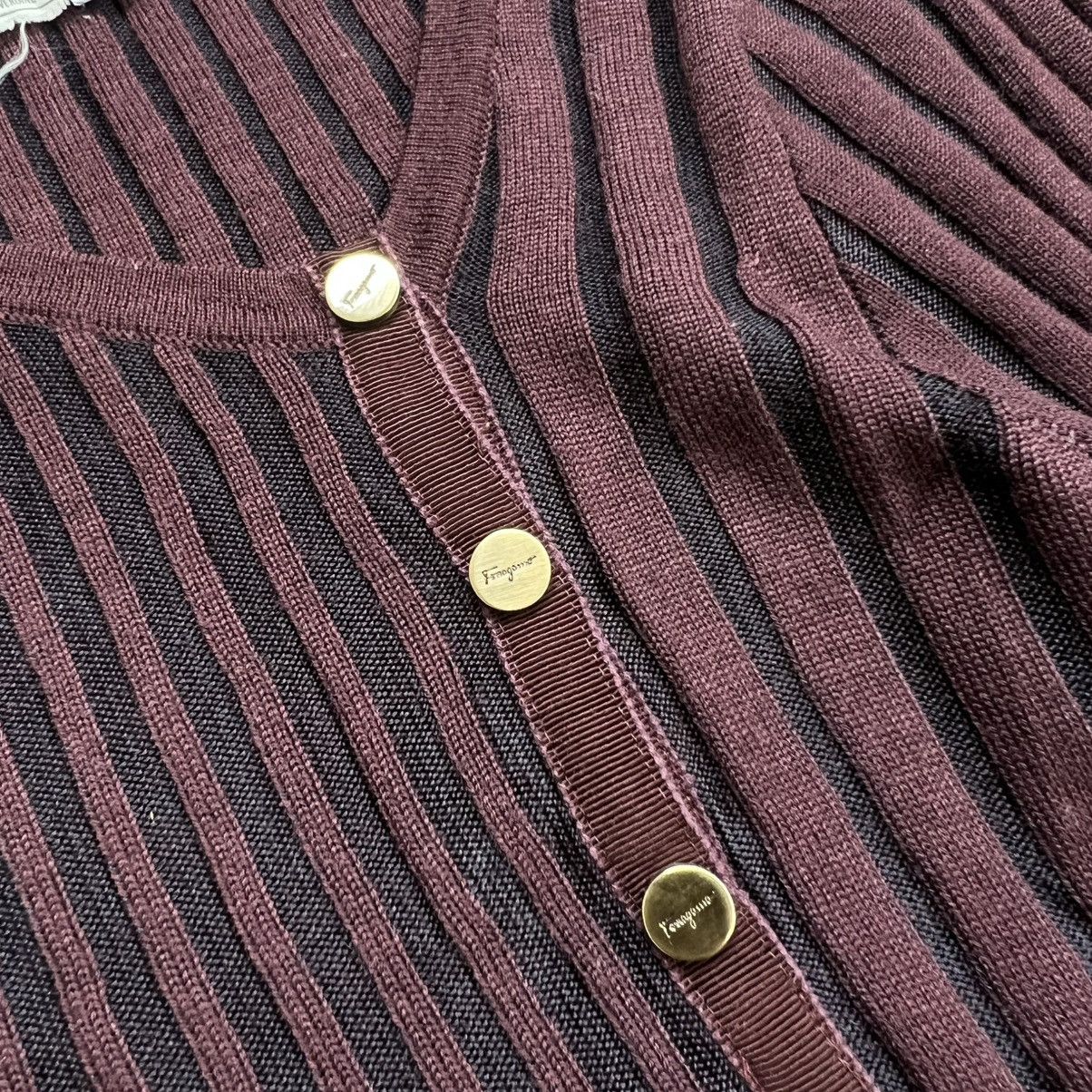 Salvatore Ferragamo Vintage 90s Salvatore Ferragamo Ribbed Knit Cardigan Size S / US 4 / IT 40 - 3 Thumbnail