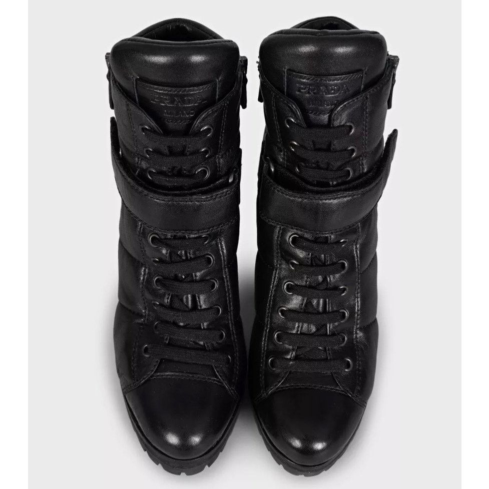 Prada Prada Sport Black Leather Ankle Boots Size 37.5 Size US 6.5 / IT 36.5 - 2 Thumbnail