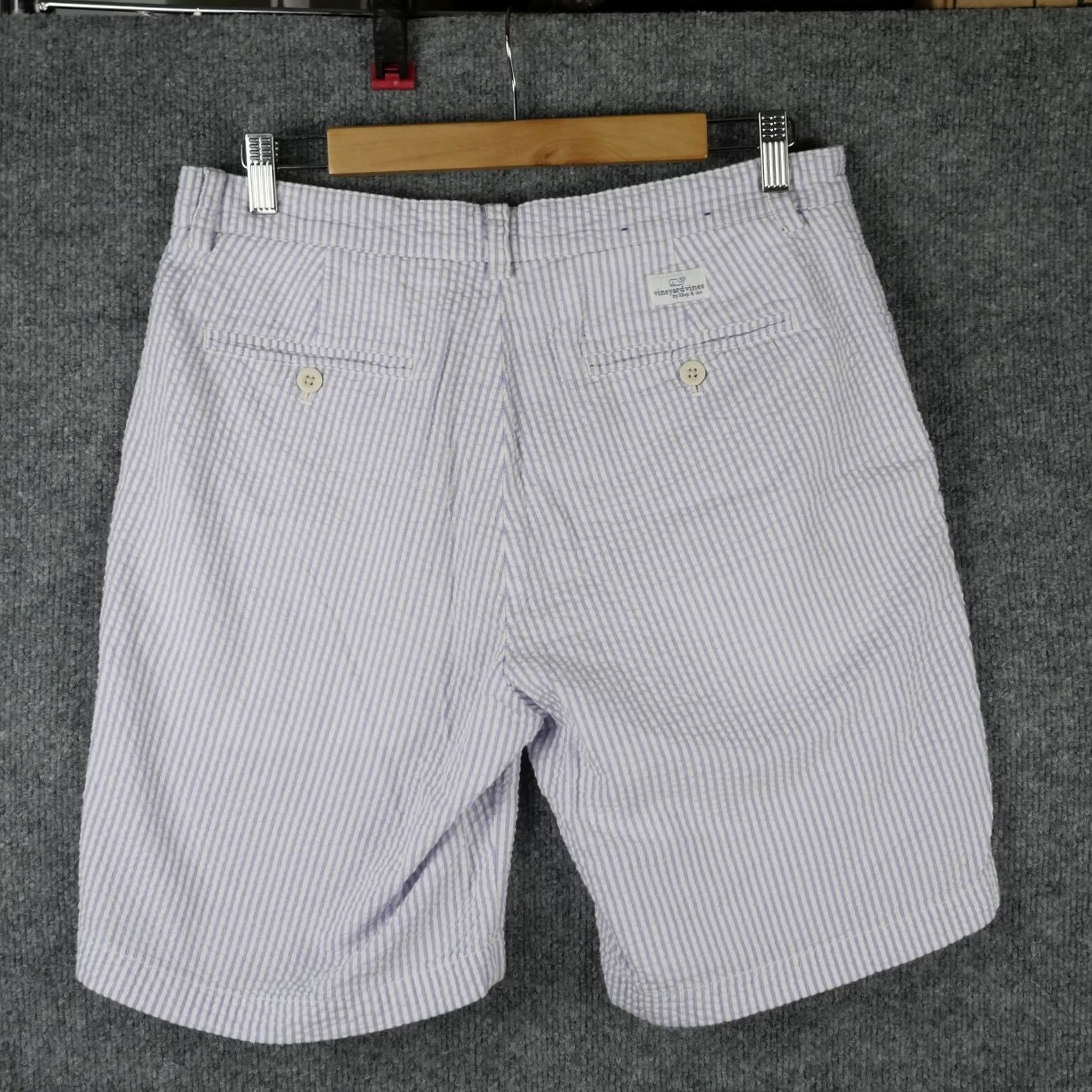 Vineyard Vines Vineyard Vines Shorts Mens 32 Purple Seersucker Stripe Club Short Chino Casual Size US 32 / EU 48 - 3 Thumbnail