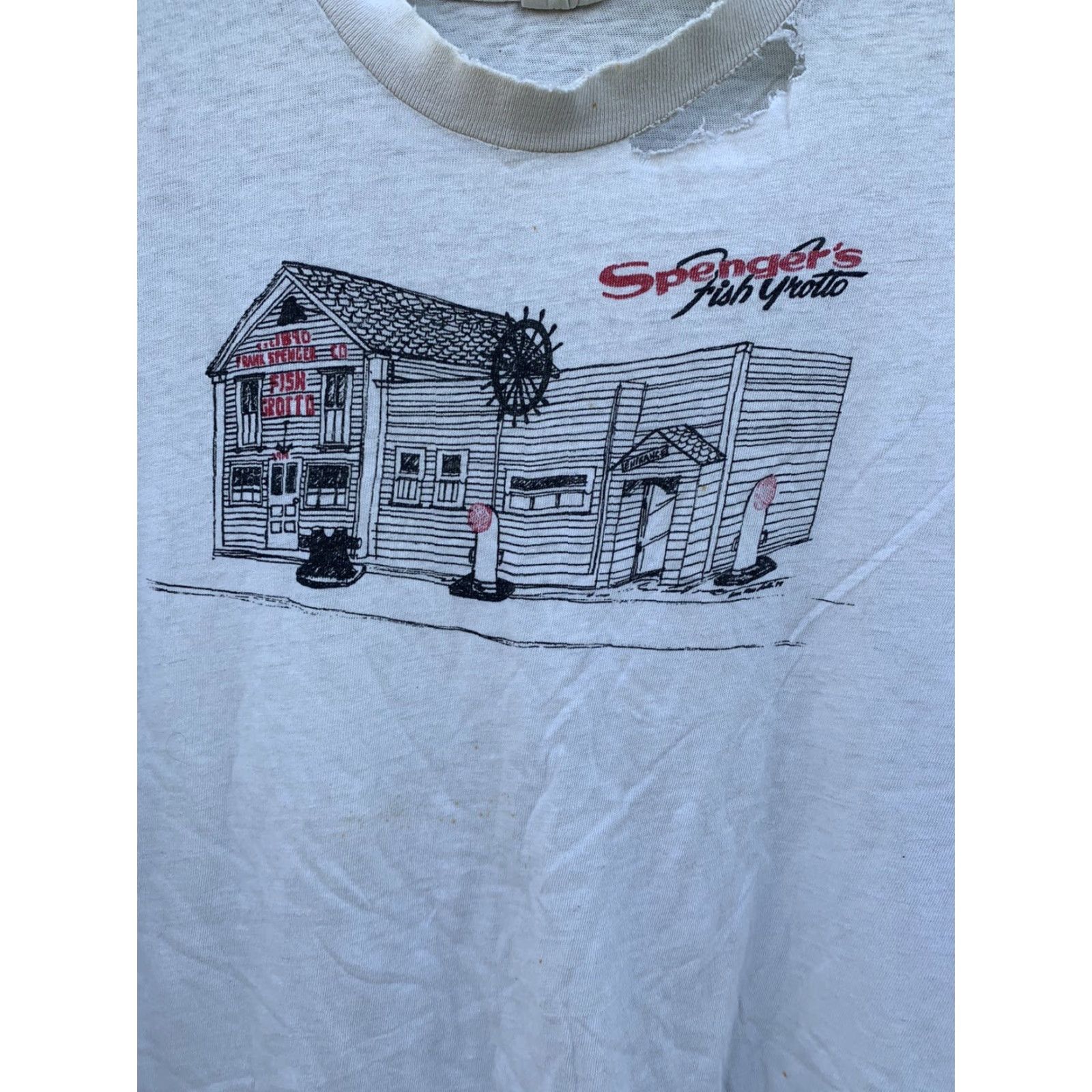 Vintage VINTAGE Belton Spengers Fish Grotto t shirt Short Sleeve White Cotton XL Mens Graphic Tee Vintage Sportswear/Beach 90s Size US XL / EU 56 / 4 - 3 Thumbnail