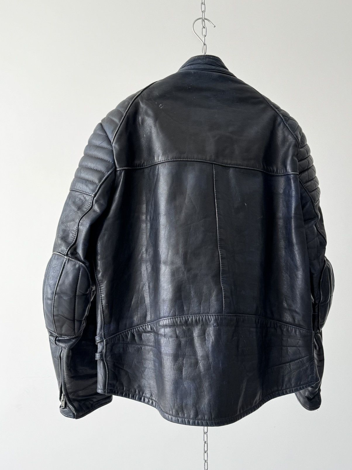 Vintage 1970s Vintage Moto Faded Navy Leather Jacket Size US M / EU 48-50 / 2 - 8 Thumbnail