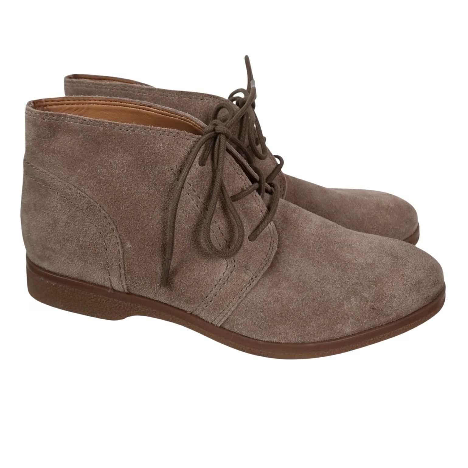 Franco Sarto Franco Sarto Pebbles Taupe Suede Leather Lace-Up Ankle Booties Boots Women 7 Suede Lace Up Casual Fall Winter Spring Flat Heel Under 1 in Ice Gray Size US 7 / IT 37 - 2 Thumbnail