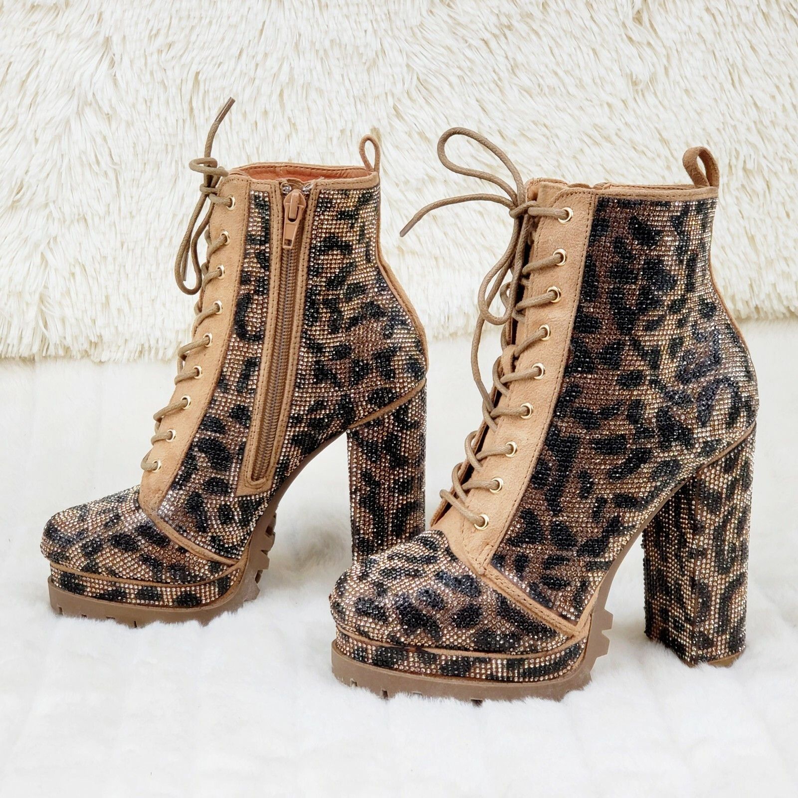 Other Wild Diva Vivian 15 Leopard Rhinestone High Heel Platform A Size US 11 / IT 41 - 1 Thumbnail