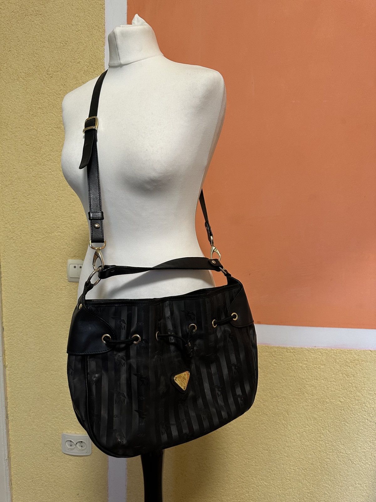 Maison Mollerus Durban Monogram Black Shoulder Bag, Women's