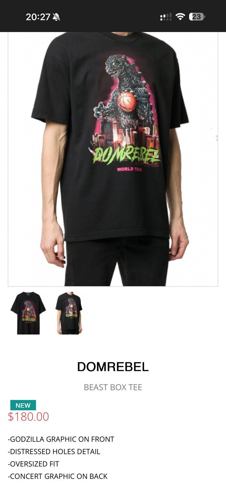 DOMREBEL 🇨🇦 DOMREBEL Godzilla Basketball World Tour T-Shirt Made USA Size US S / EU 44-46 / 1 - 11 Thumbnail