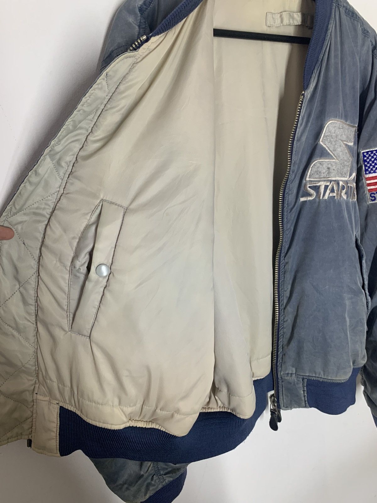 Starter Vintage STARTER Bomber Jacket Distressed Size US L / EU 52-54 / 3 - 15 Thumbnail