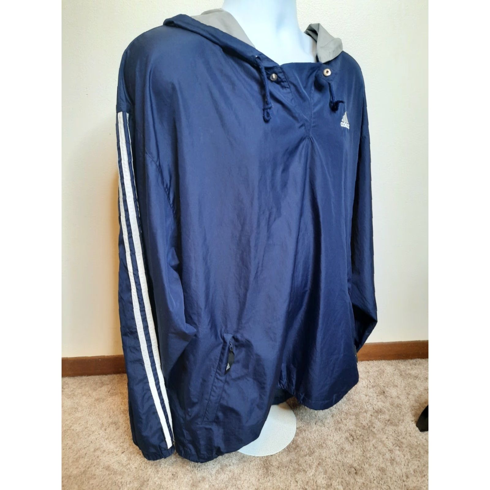 Adidas VINTAGE adidas Full Zip Windbreaker Jacket XL Hooded 3 Stripes Trefoil Blue Mens Size US XL / EU 56 / 4 - 5 Thumbnail