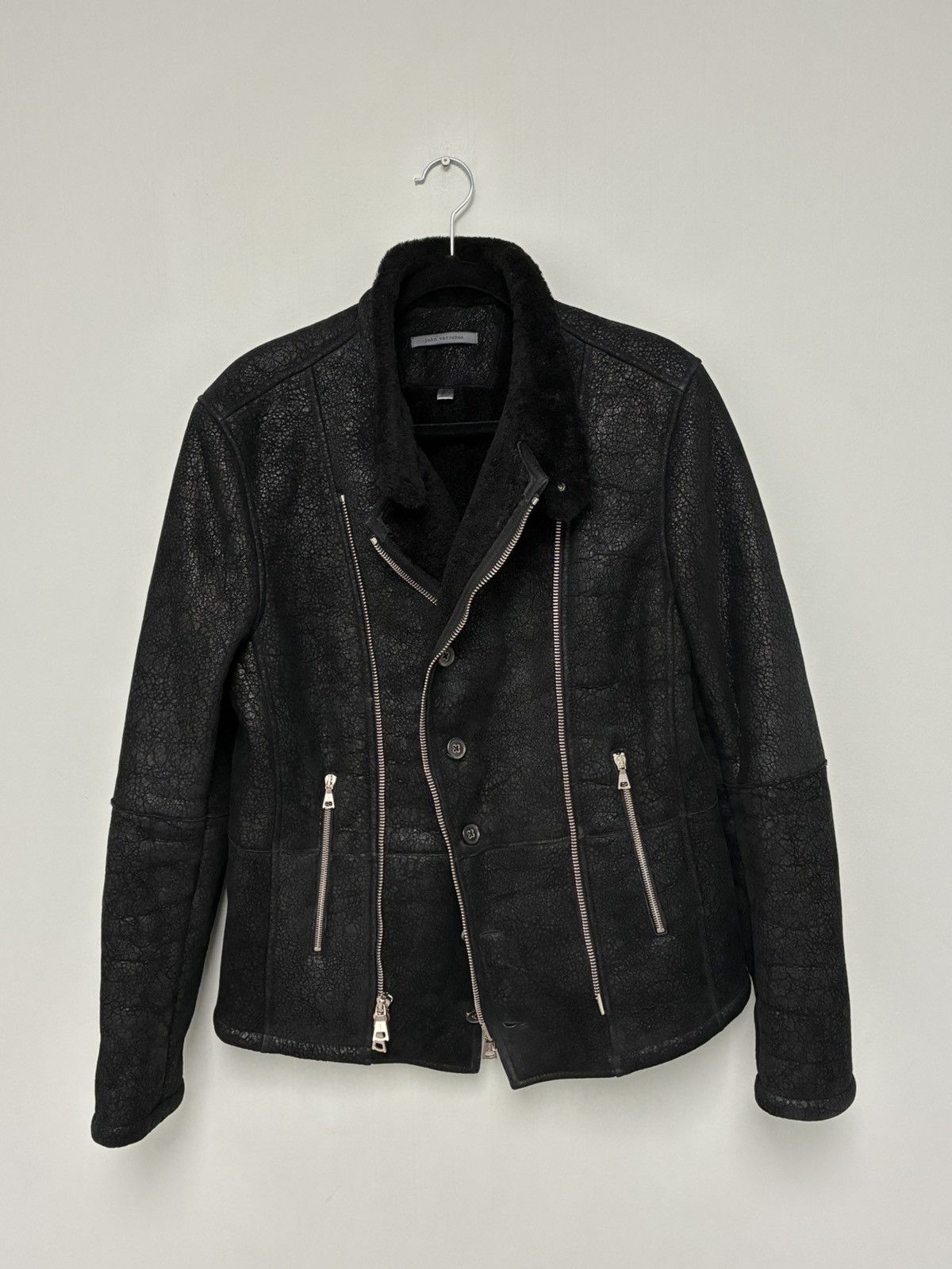 John Varvatos Asymmetrical Biker Shearling Jacket EU 50 USA 40 Size US M / EU 48-50 / 2 - 11 Thumbnail