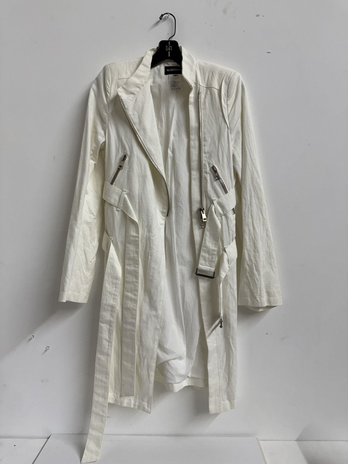 Ann Demeulemeester Ann Demeulemeester White Asymmetric Zip Belted Coat Jacket Size XS / US 0-2 / IT 36-38 - 3 Thumbnail