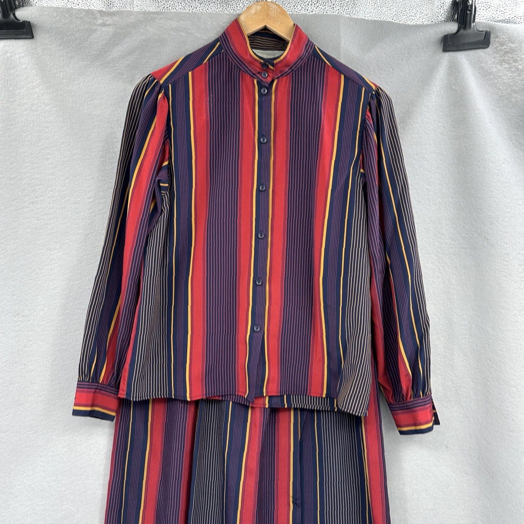 Vintage VINTAGE Intuitions Skirt (Women) Blouse Set M Striped Blue 60s A-Line Knee Length Bohemian Festival Classic Read Men? No. Size M / US 6-8 / IT 42-44 - 4 Thumbnail