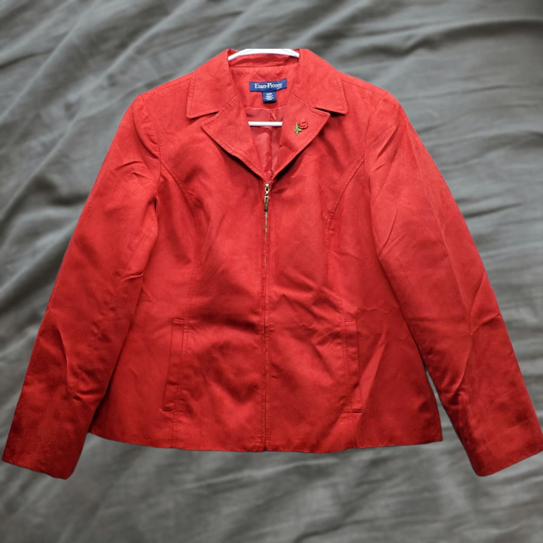 Evan Picone Evan-Picone Blazer Jacket Womens 12P Red Long Sleeve Notch Lapel Full Zip Dressy Blazer Jacket Women Size 12P Red Womens Size XL / US 12-14 / IT 48-50 - 1 Thumbnail