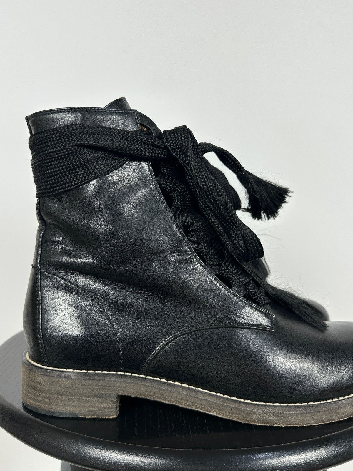 Chloe Chloe Harper Black Leather Combat Lace Up Ankle Boots Size US 6 / IT 36 - 15 Thumbnail
