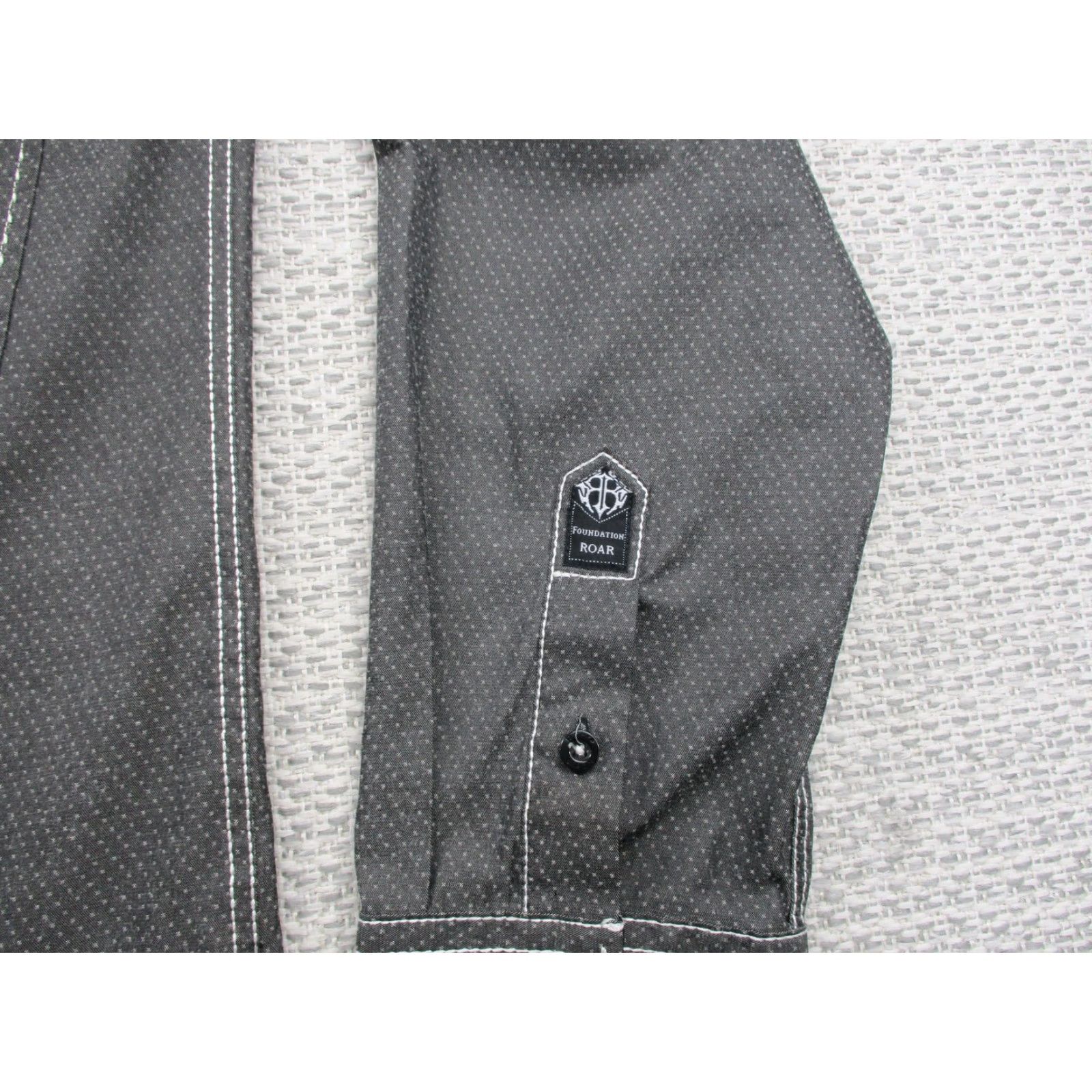 Roar Roar Foundation Shirt Mens Large Gray Western Pearl Snap Contrast Stitch Pockets Size US L / EU 52-54 / 3 - 4 Thumbnail