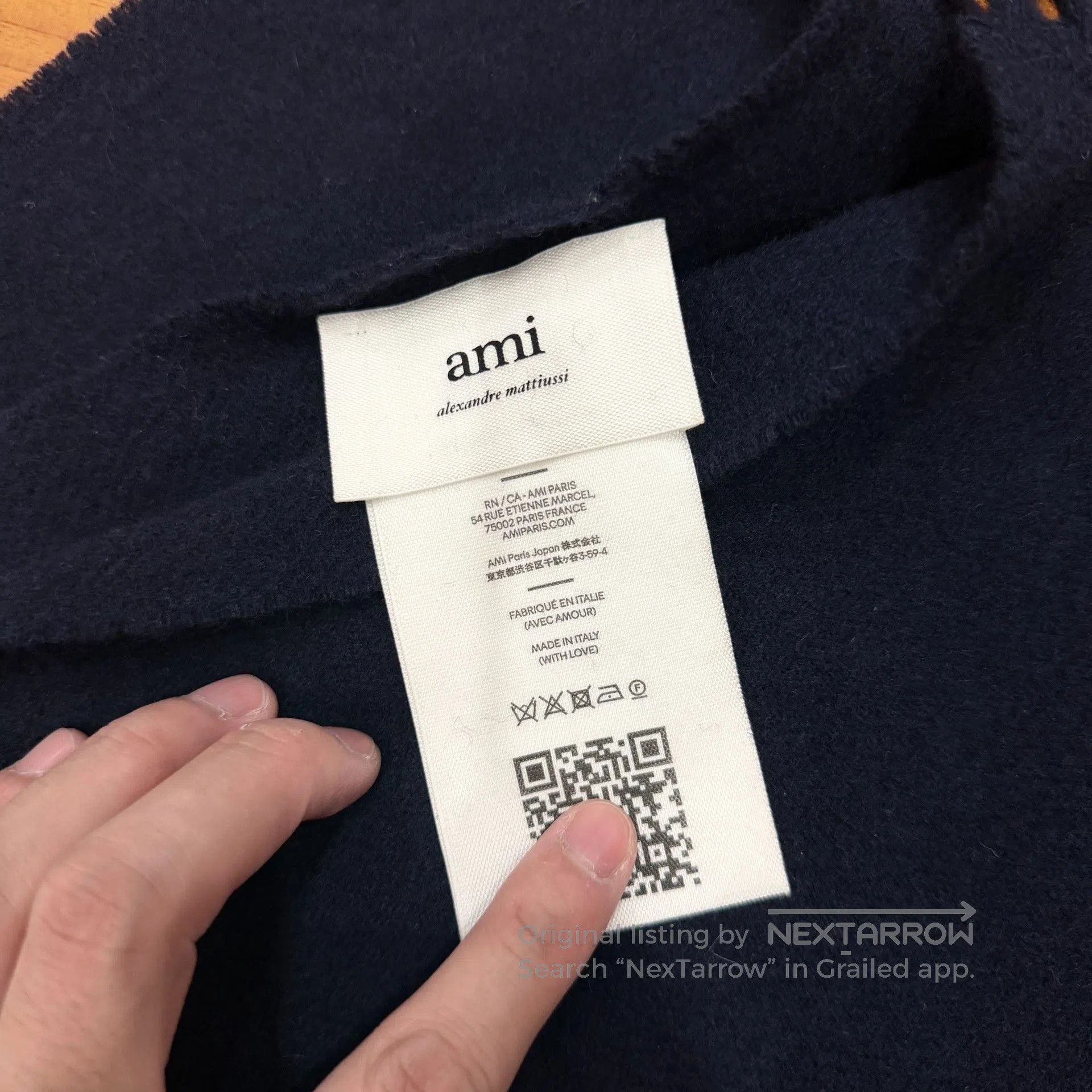 AMI AMI PARIS Navy Blue Wool Scarf. Size ONE SIZE - 3 Thumbnail