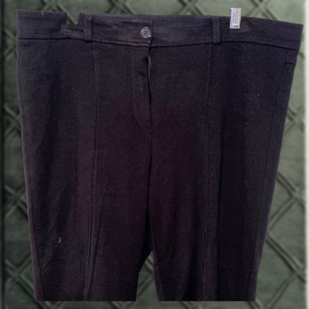 Vintage Basler Women Dress Pants Black 44 Ballet Flat Front High Rise 12.25 Inches Knit Pockets Zipper Button Regular Classic Work Pants Womens Size 30" / US 8 / IT 44 - 1 Thumbnail