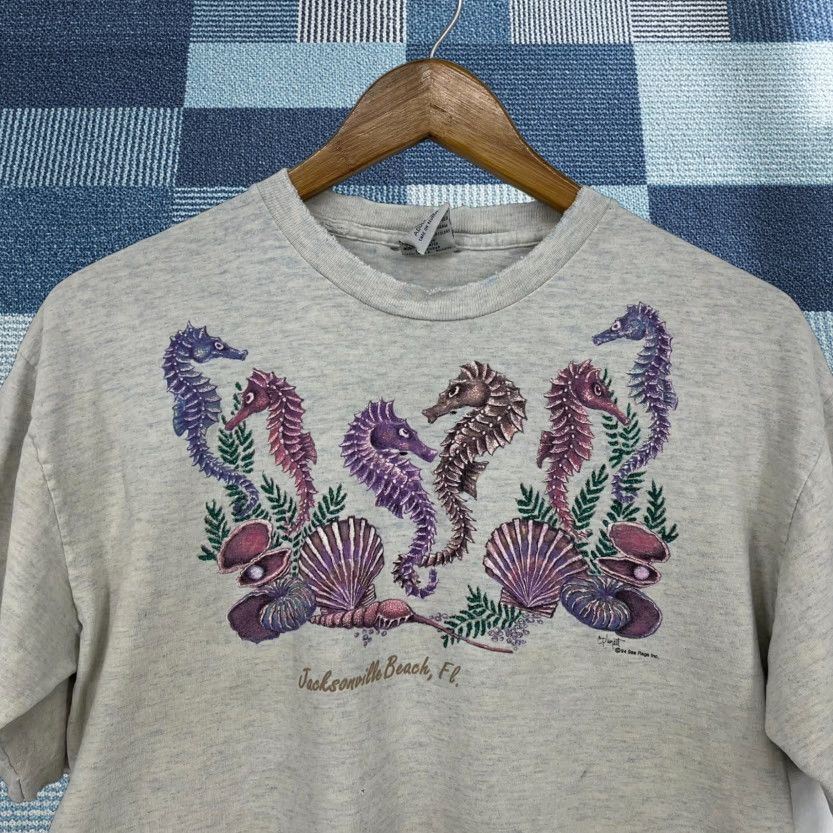 Vintage VINTAGE Cal Cru T-Shirt Jacksonville Beach Florida Gray Cotton Women's L Crew Neck Short Sleeve 1990s- Florida" Size L / US 10 / IT 46 - 1 Thumbnail