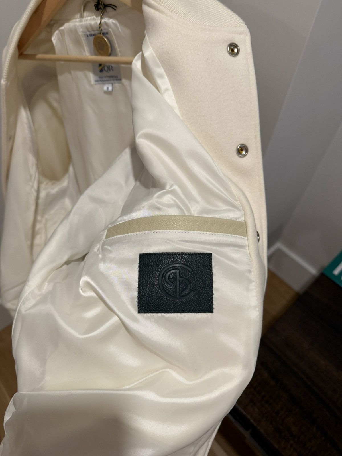 CQP DEADSTOCK White & Creme Bomber USA MADE Size US M / EU 48-50 / 2 - 10 Thumbnail