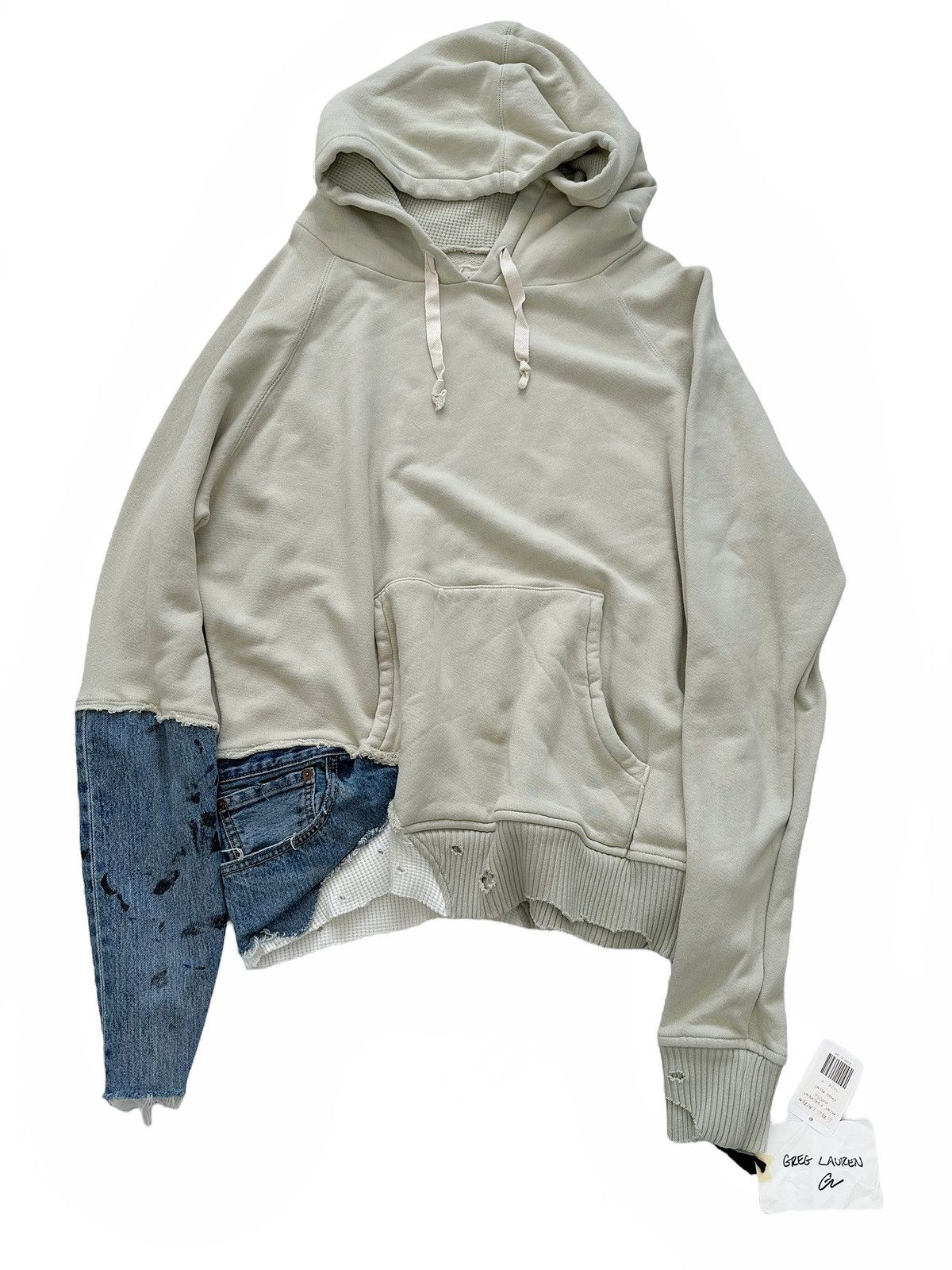 image of Greg Lauren Sz4 Sample Painted Mint Fragment Hoodie, Men's (Size XL)