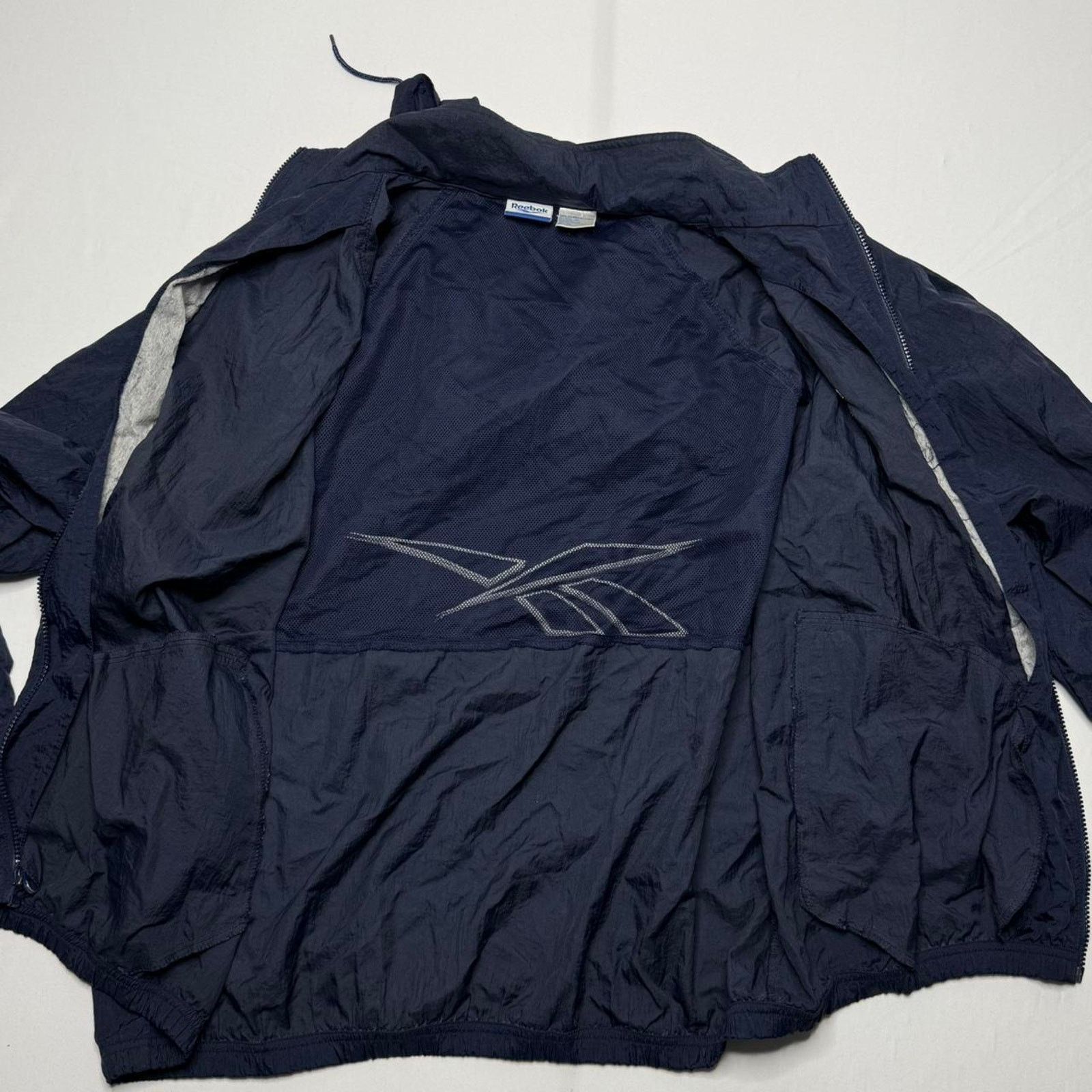 Reebok Reebok Navy Windbreaker Jacket XL Vintage Hooded Full Zip Size US XL / EU 56 / 4 - 5 Thumbnail