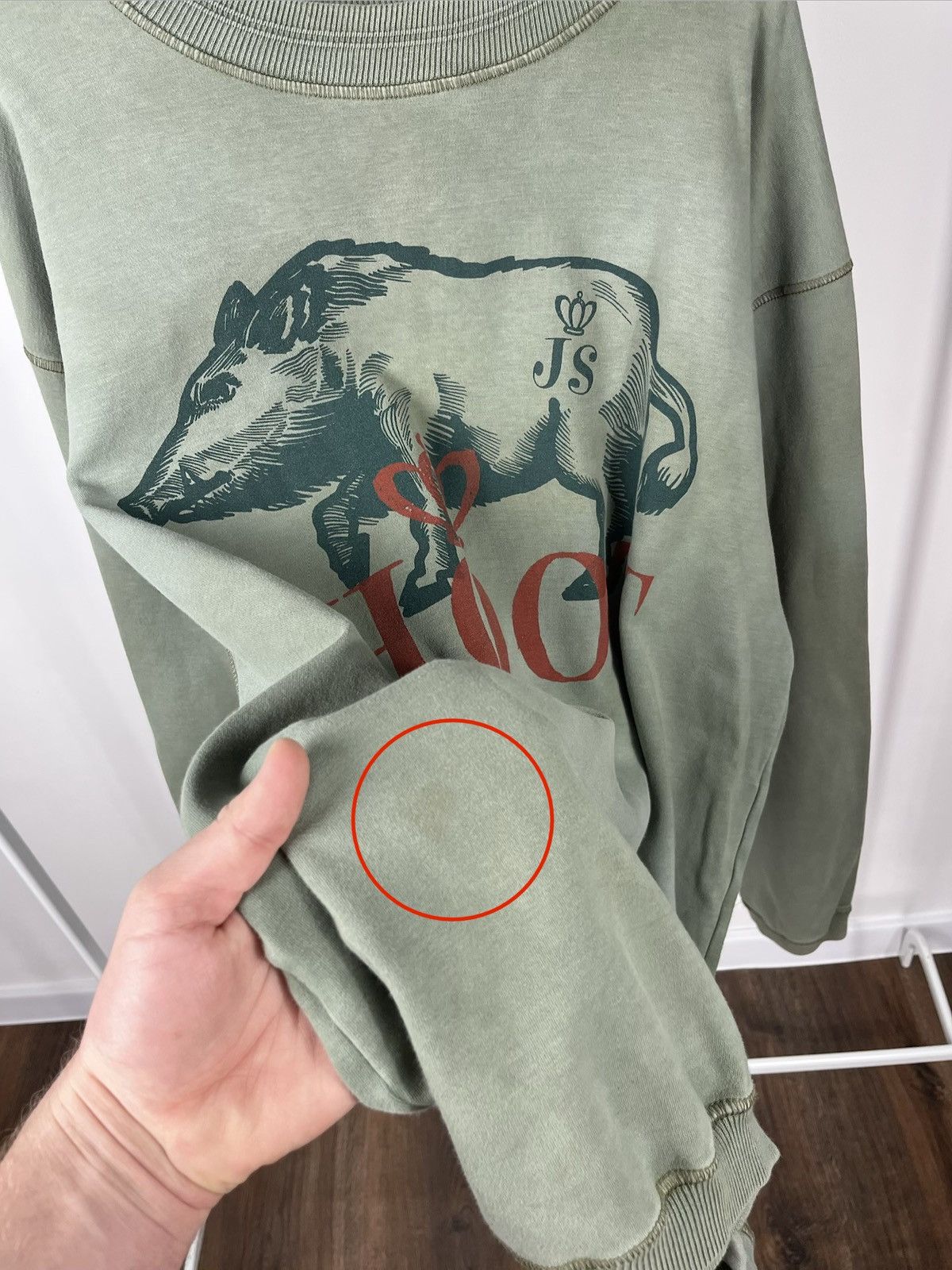 JET SET Jet Set Vintage Green Pig Graphic Sweatshirt Crewneck Size 4 Size US XL / EU 56 / 4 - 4 Thumbnail