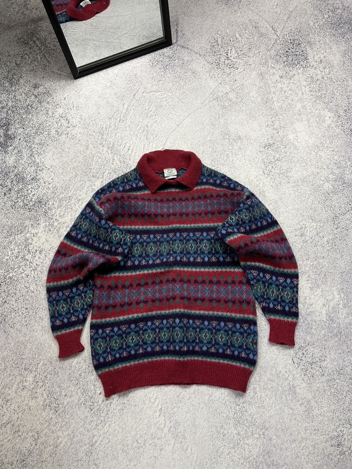 Vintage Laura Ashley Made In Scotland Wool Nordic Pattern Sweater Size US S / EU 44-46 / 1 - 1 Thumbnail