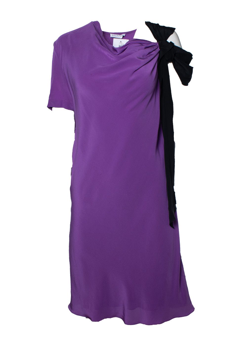 Vionnet Paris purple midi dress with bow