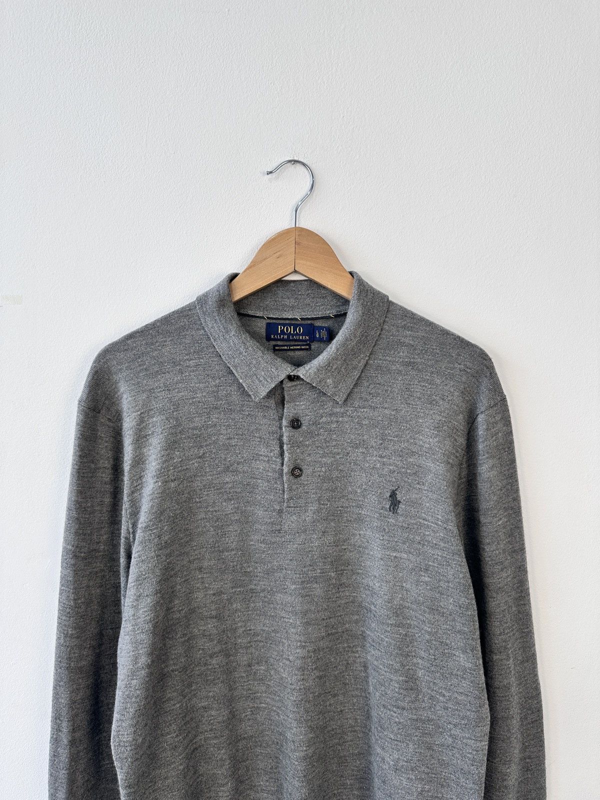 Polo Ralph Lauren Polo Ralph Lauren Merino Wool Long Sleeve Polo Sweater L Size US L / EU 52-54 / 3 - 5 Thumbnail