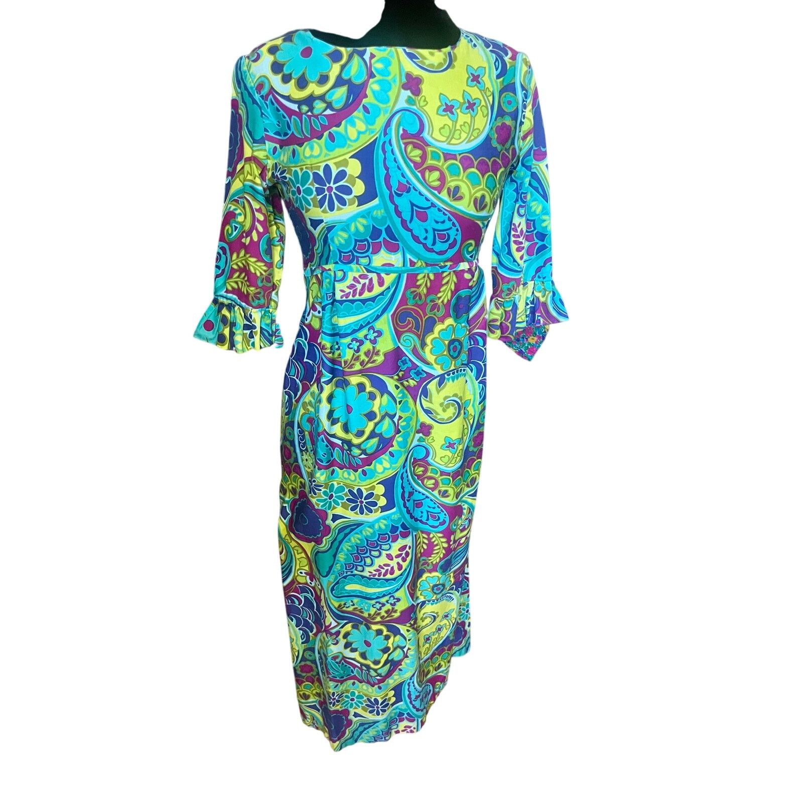 green patterned formal dress Long Formal Dress: Primavera 12171 Sage Green / 000 main image 1