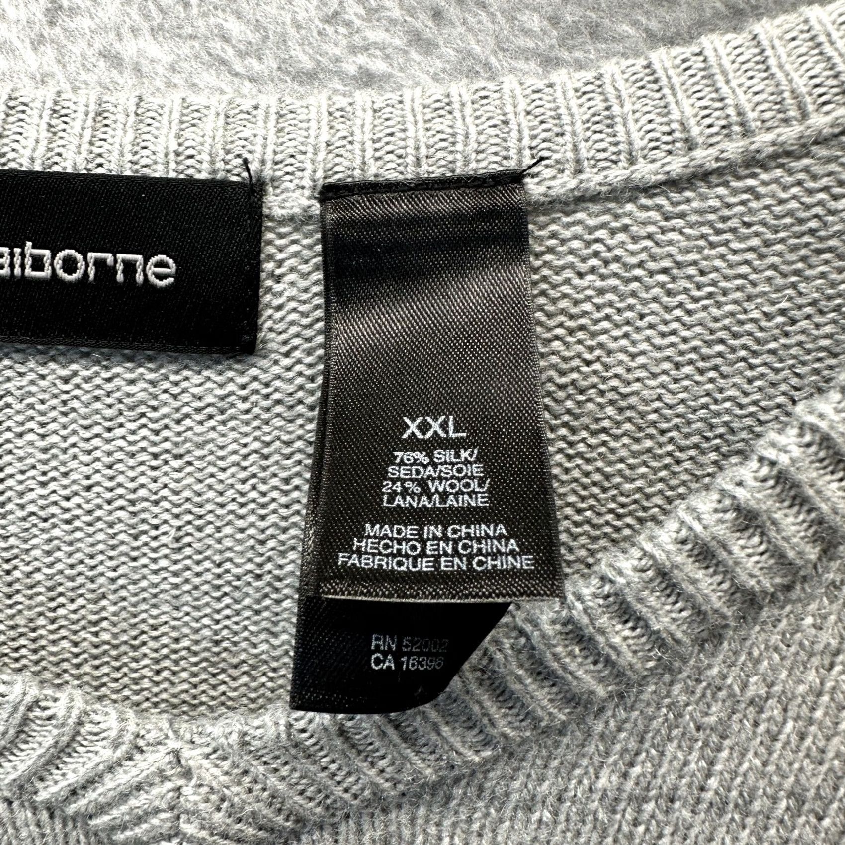 Liz Claiborne Claiborne Sweater Mens 2XL Gray Striped Silk Wool V-Neck 90s Knit Pullover Vintage​ Size US XXL / EU 58 / 5 - 4 Thumbnail