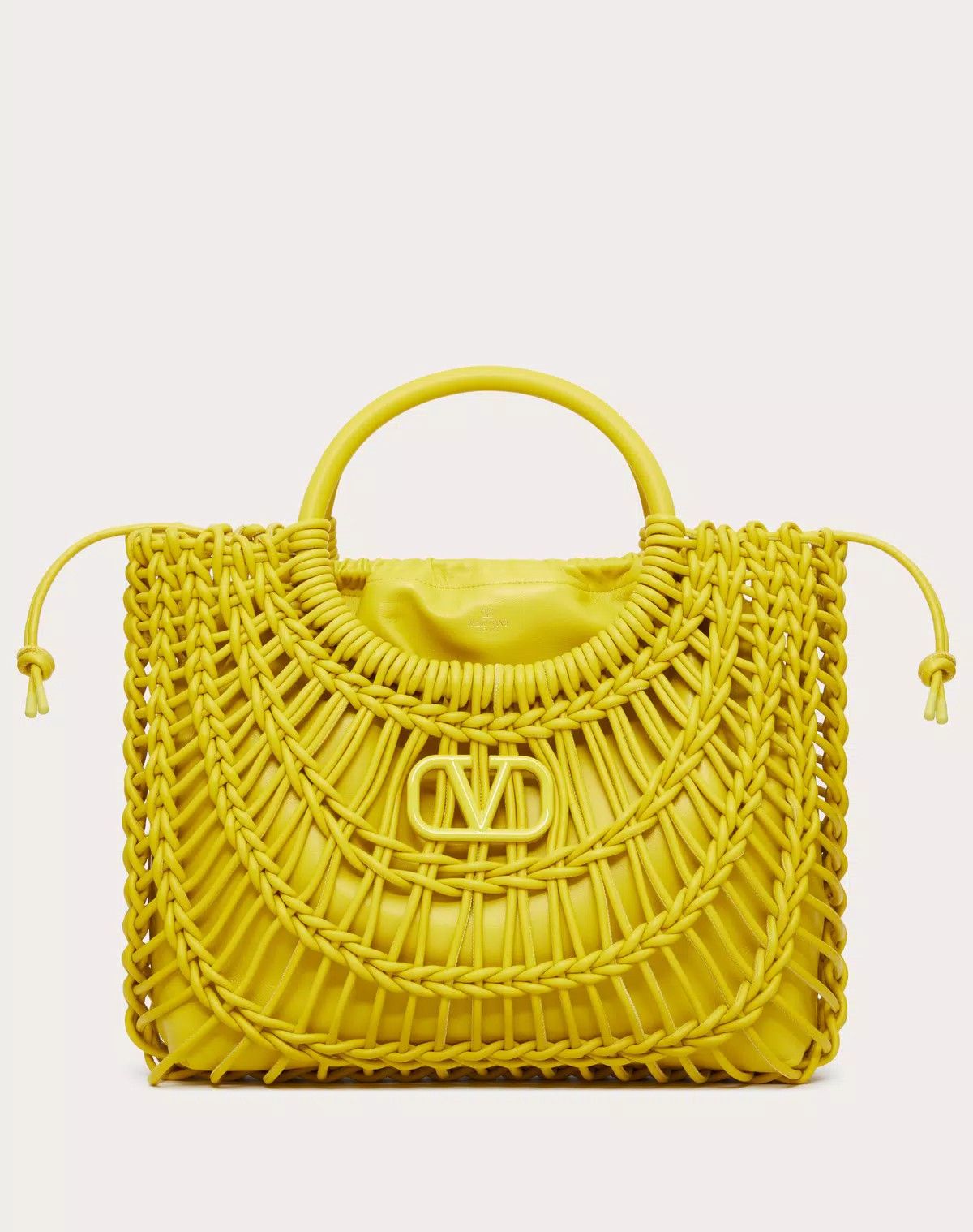 Valentino oc11z0725 Size:OS/Allknots Woven Leather Shopper in Yellow Size ONE SIZE - 1 Thumbnail