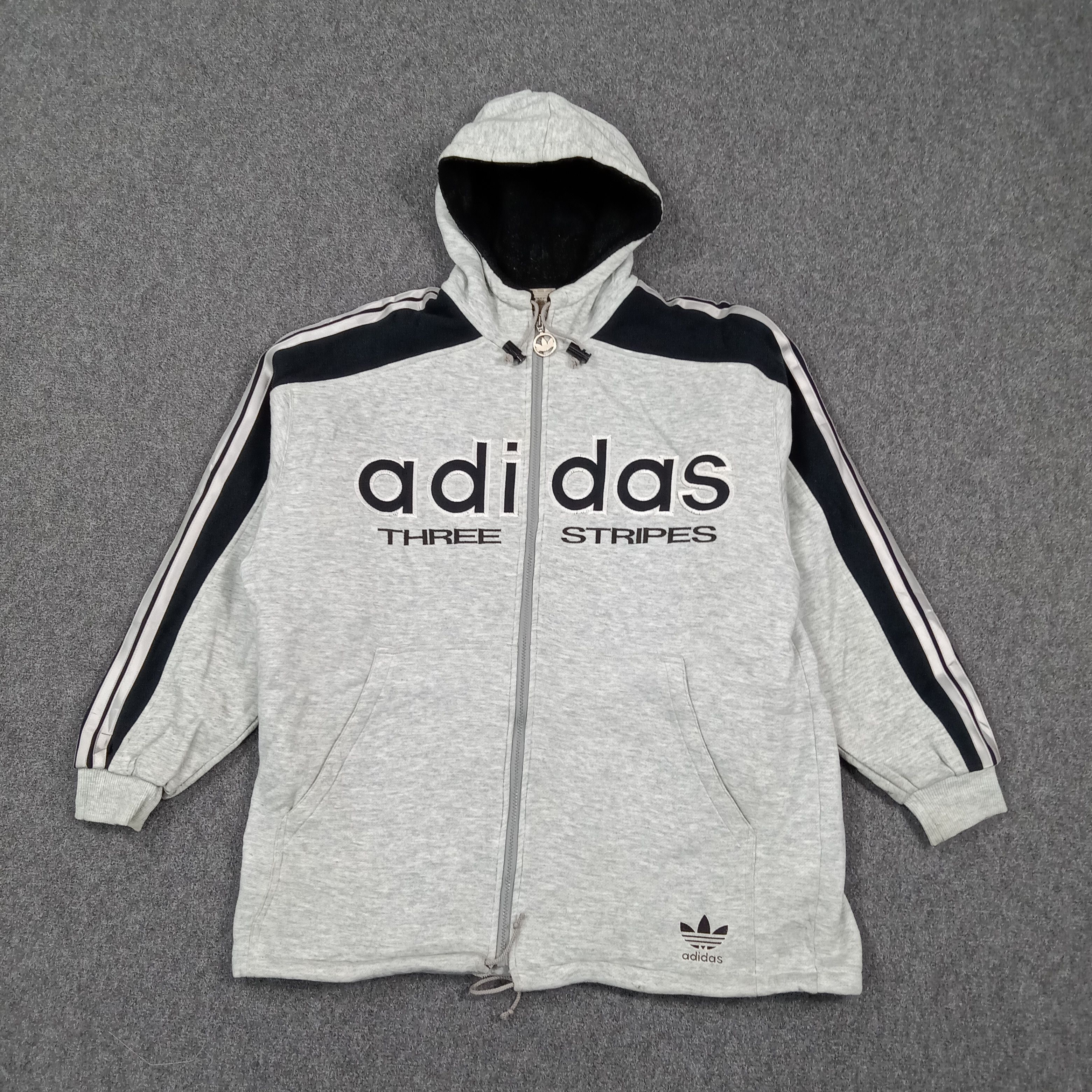 Adidas Rare 90's Adidas Big Logo Hoodie Adidas Zipper C282N9 Size US XL / EU 56 / 4 - 1 Thumbnail