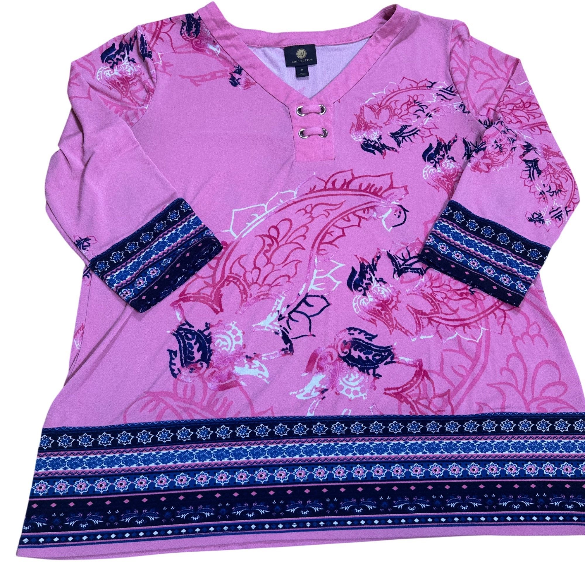 JM Collection JM Collection Bohemian Paisley Floral Tunic - Pink/Navy - M Size M / US 6-8 / IT 42-44 - 2 Thumbnail