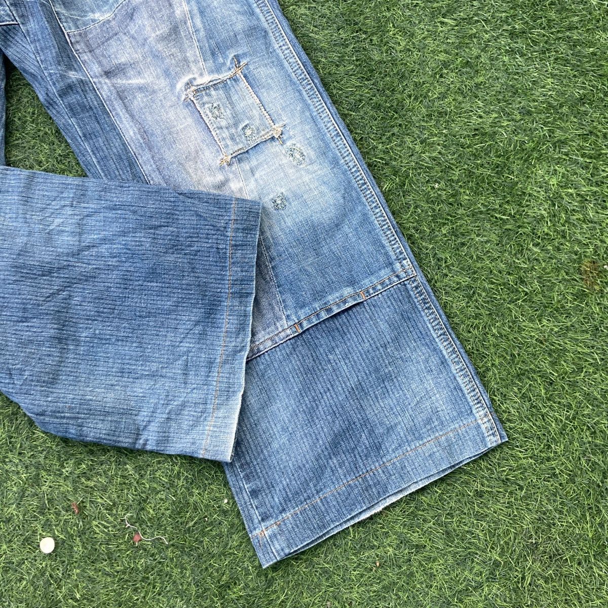 If Six Was Nine DISTRESSED BARTACK DOUBLE KNEE JEANS Size US 33 - 6 Thumbnail