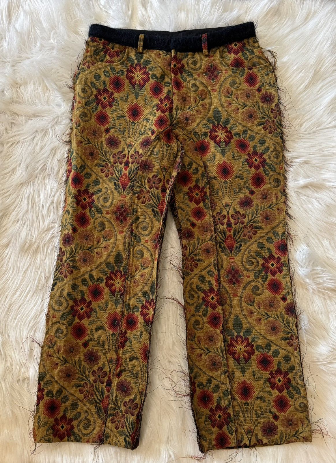 Edward Cuming Edward Cuming Jacquard Raw Edge Soft Jeans Gold Floral 50 Size US 34 / EU 50 - 1 Thumbnail