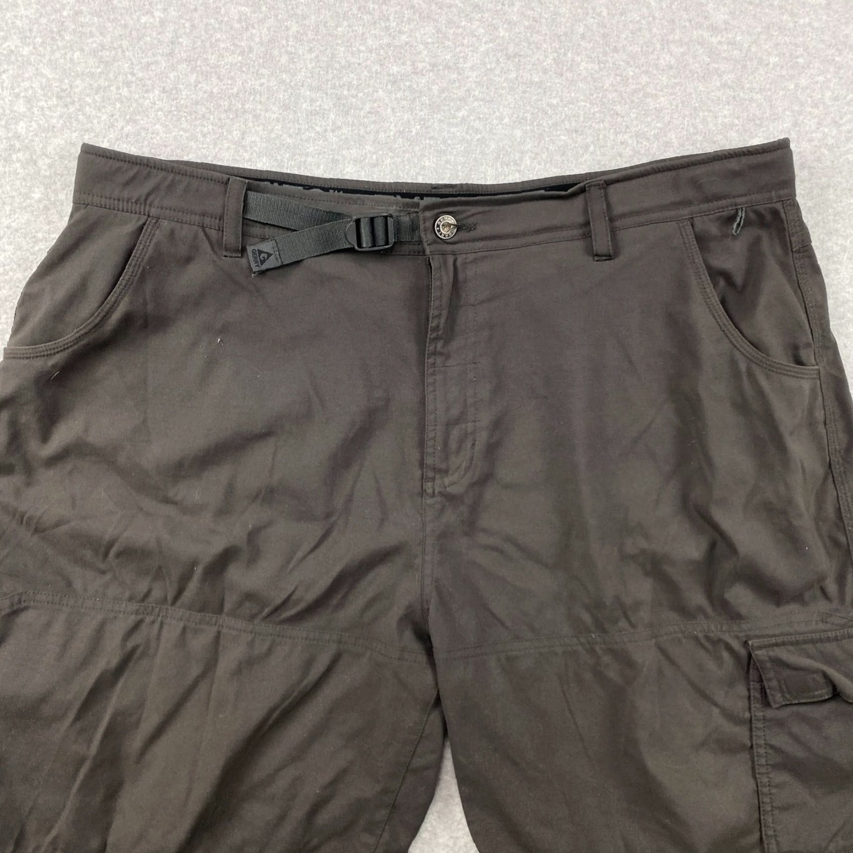 Vintage Gerry Cargo Shorts Mens 40 Brown Nylon Stretch Breathable Hiking Outdoors Casual Travel Cargo Pocket 42 Waist Zipper Logo Button Pants Womens? Size US 40 / EU 56 - 2 Thumbnail