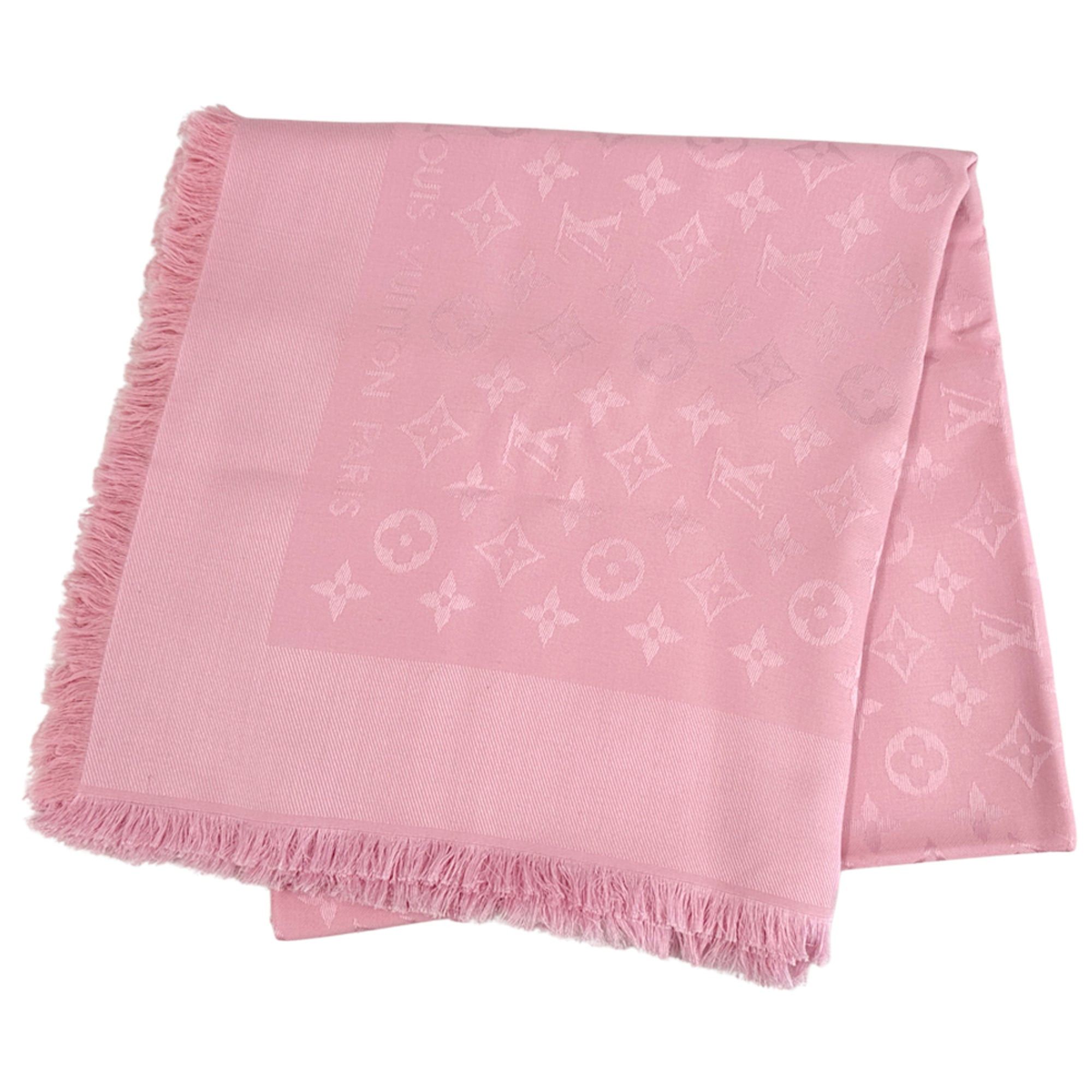 Louis Vuitton Louis Vuitton Scarf Muffler Monogram Women's Brand Stole Silk Wool Shawl Rose Poudre M76874 Size ONE SIZE - 1 Thumbnail