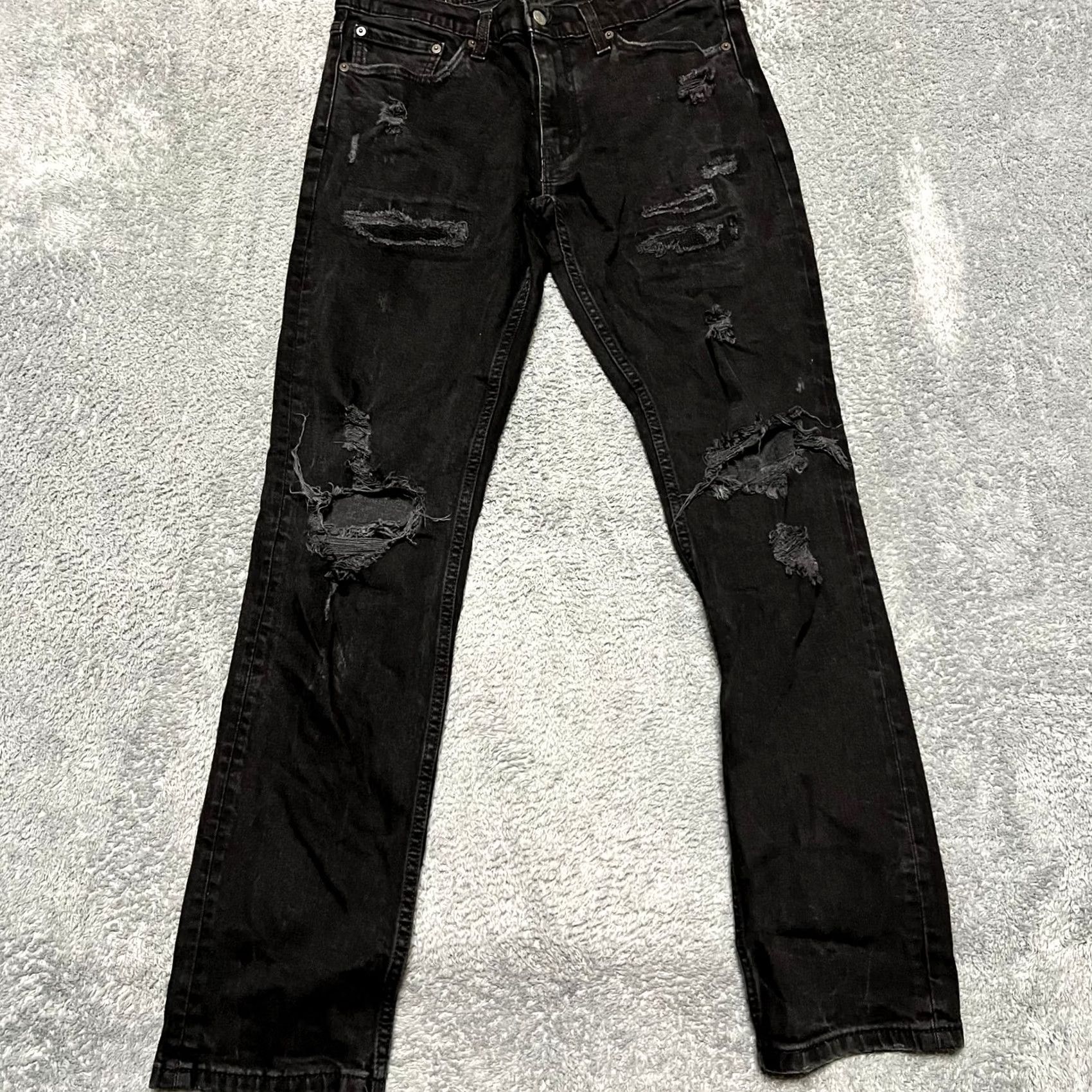 Levi's VINTAGE? No. Levi’s 511 Jeans Mens Slim Fit Black Distressed Ankle 32x32 Regular Men B? Size US 32 / EU 48 - 2 Thumbnail