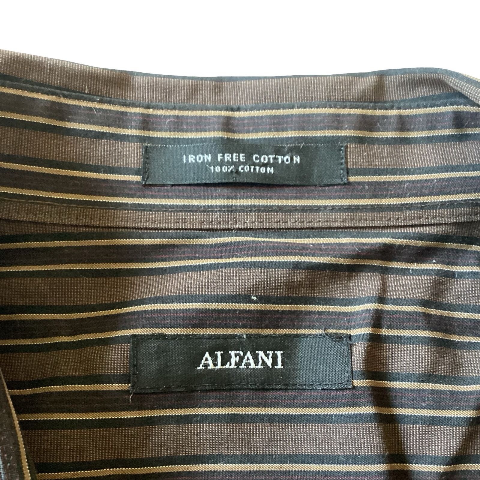 Alfani Alfani Brown Vertical Stripes Shirt Size US XL / EU 56 / 4 - 4 Thumbnail
