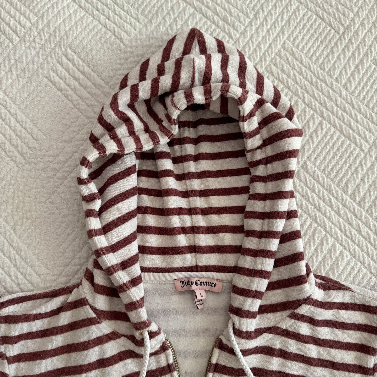 Juicy Couture Vintage Juicy Couture Striped Short Sleeve Hoodie Y2K bimbo Size S / US 4 / IT 40 - 4 Thumbnail