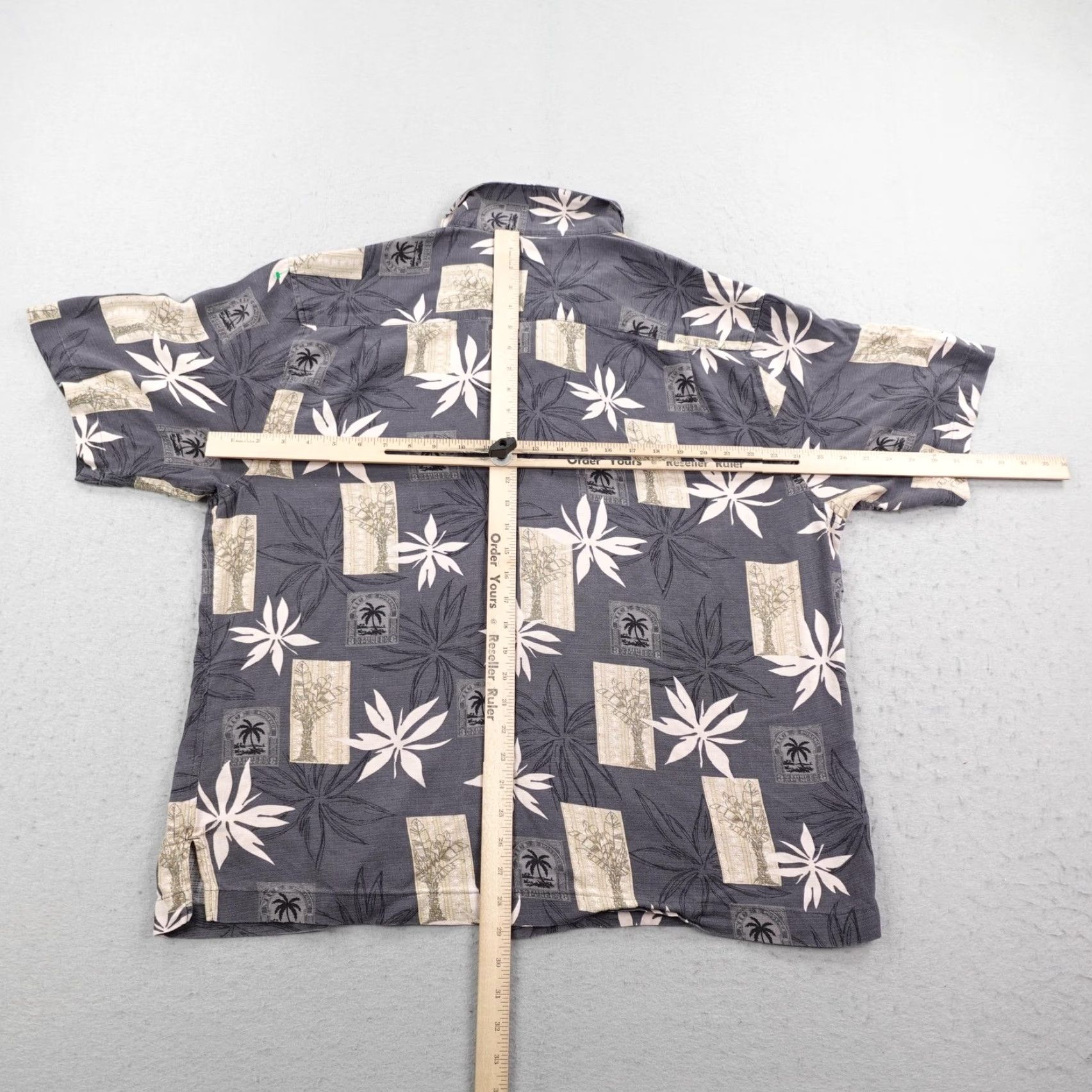 Reyn Spooner Reyn Spooner Shirt Mens XL Gray Hawaiian Aloha Palm Floral Silk Jacquard Camp Size US XL / EU 56 / 4 - 6 Thumbnail