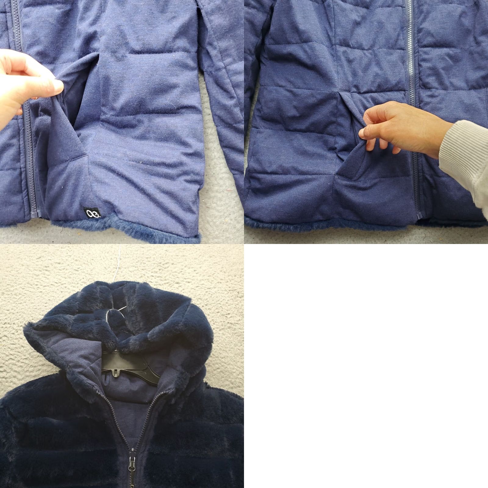 Vintage BE BOUNDLESS Reversible Jacket Womens Size L Blue Full Zip Hooded Fluffy Fleece Outdoor Jacket Men not applicable Size L / US 10 / IT 46 - 9 Thumbnail