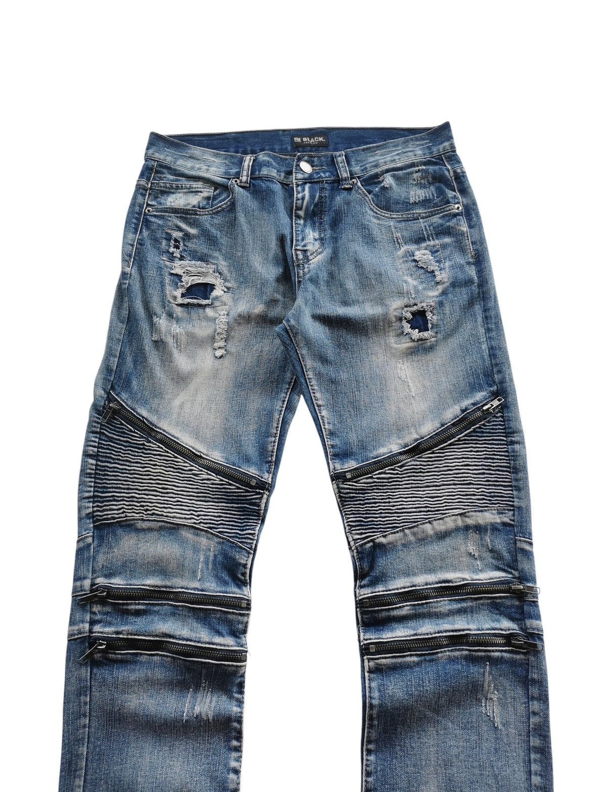 Jean Black Premium Skinny Flex Biker Jeans Like Balmain Jeans Size US 32 / EU 48 - 4 Thumbnail