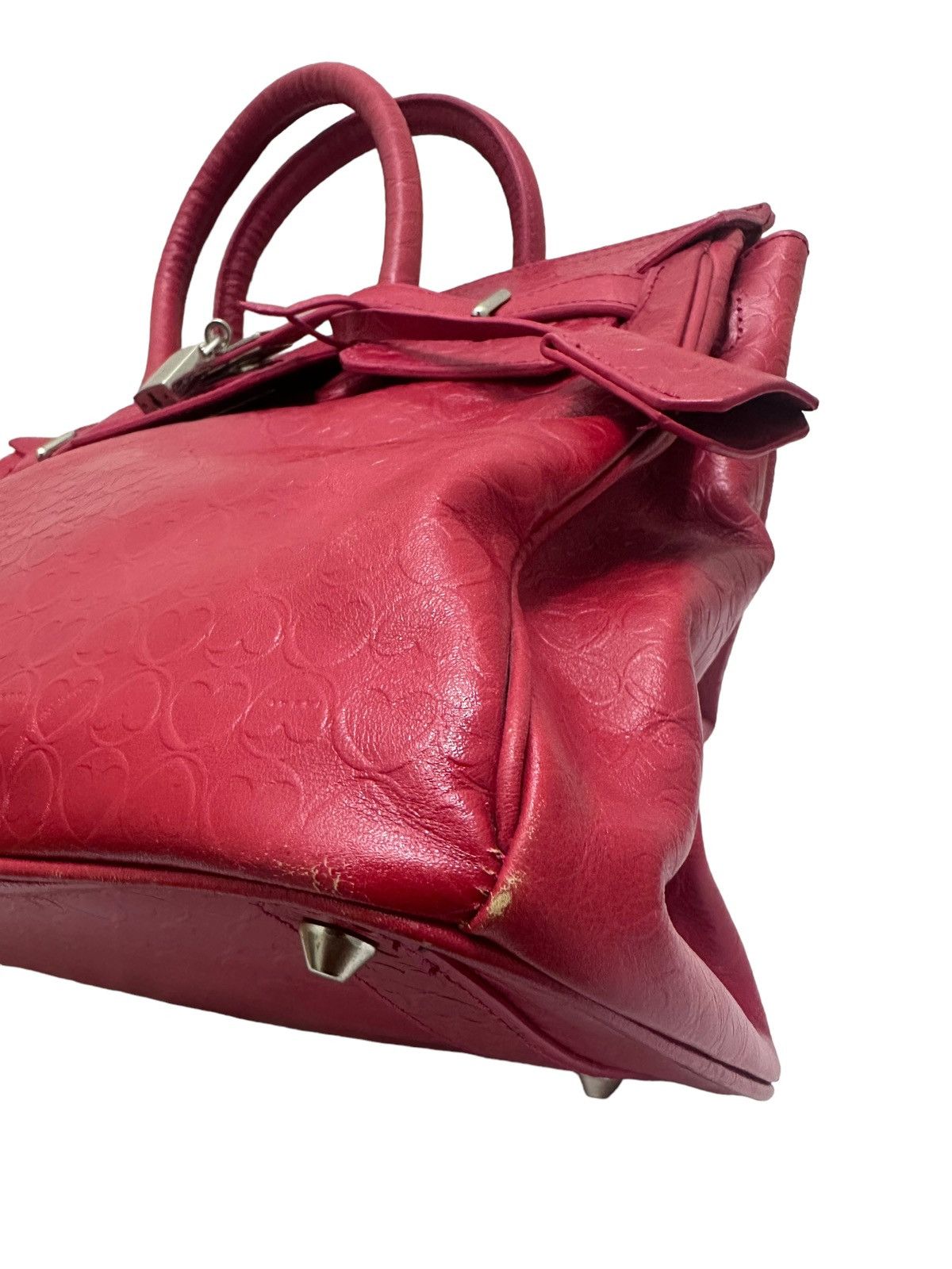 Handmade RARE ‼️ Leather Red ‘Birkin’ Bag Size ONE SIZE - 11 Thumbnail