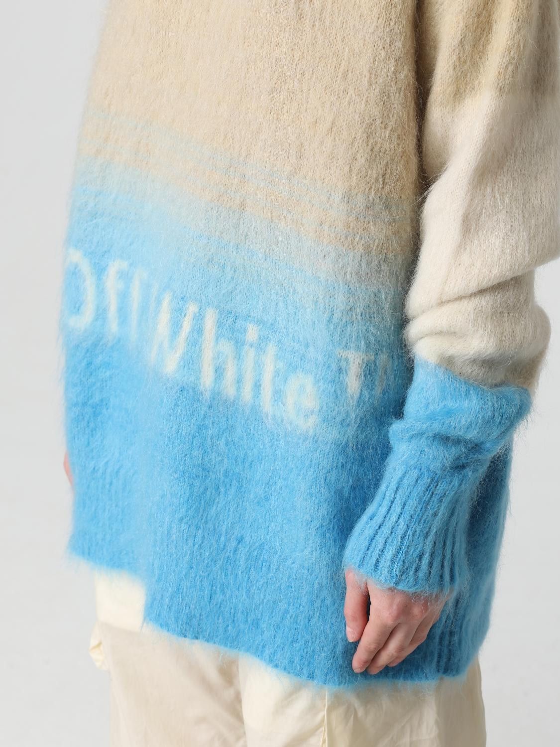 Off-White o1y1225 Crewneck Sweater in Beige/Blue Size S / US 4 / IT 40 - 5 Thumbnail