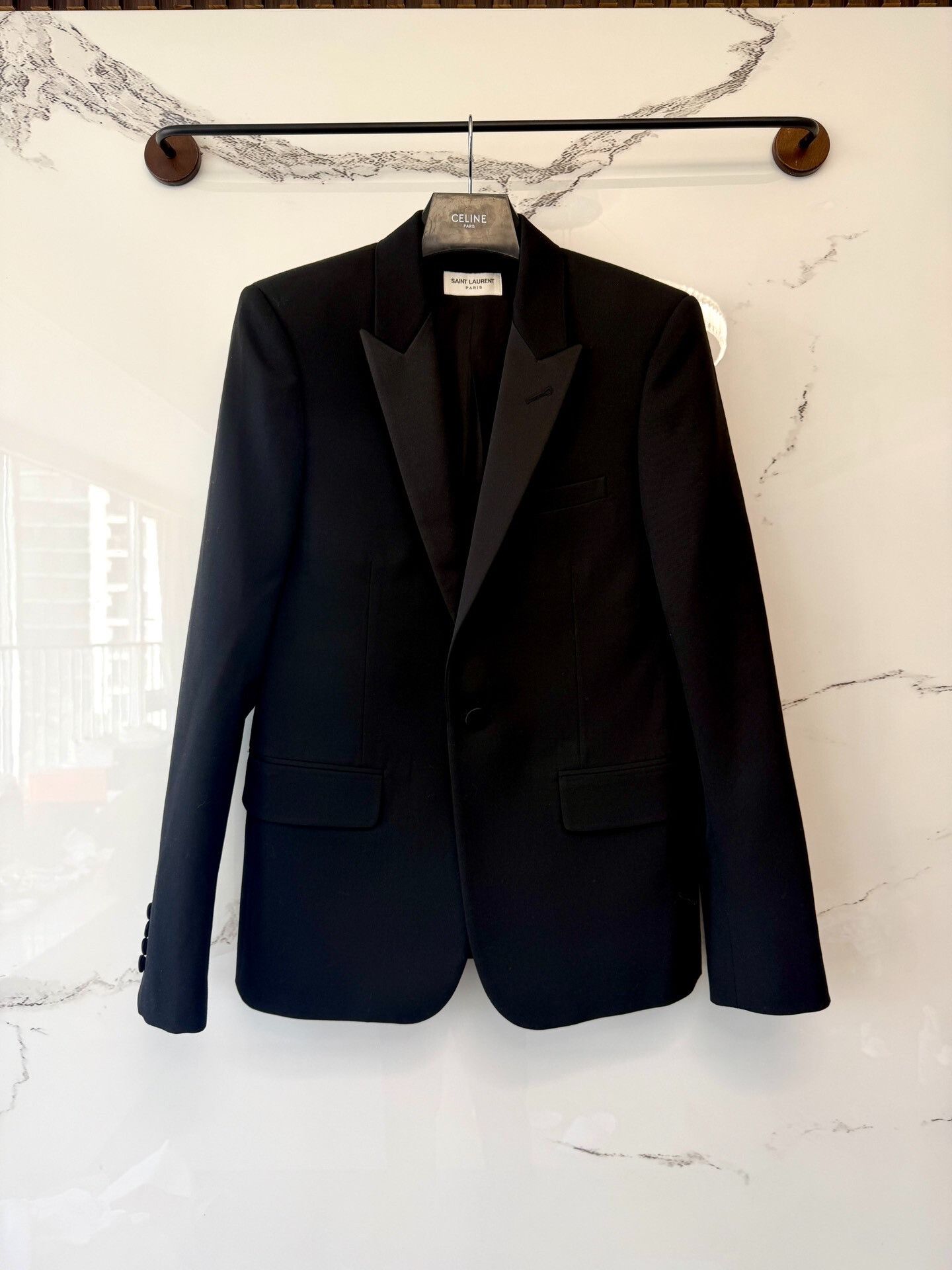 Saint Laurent Paris saint laurent black satin smoking jacket Size US M / EU 48-50 / 2 - 1 Thumbnail